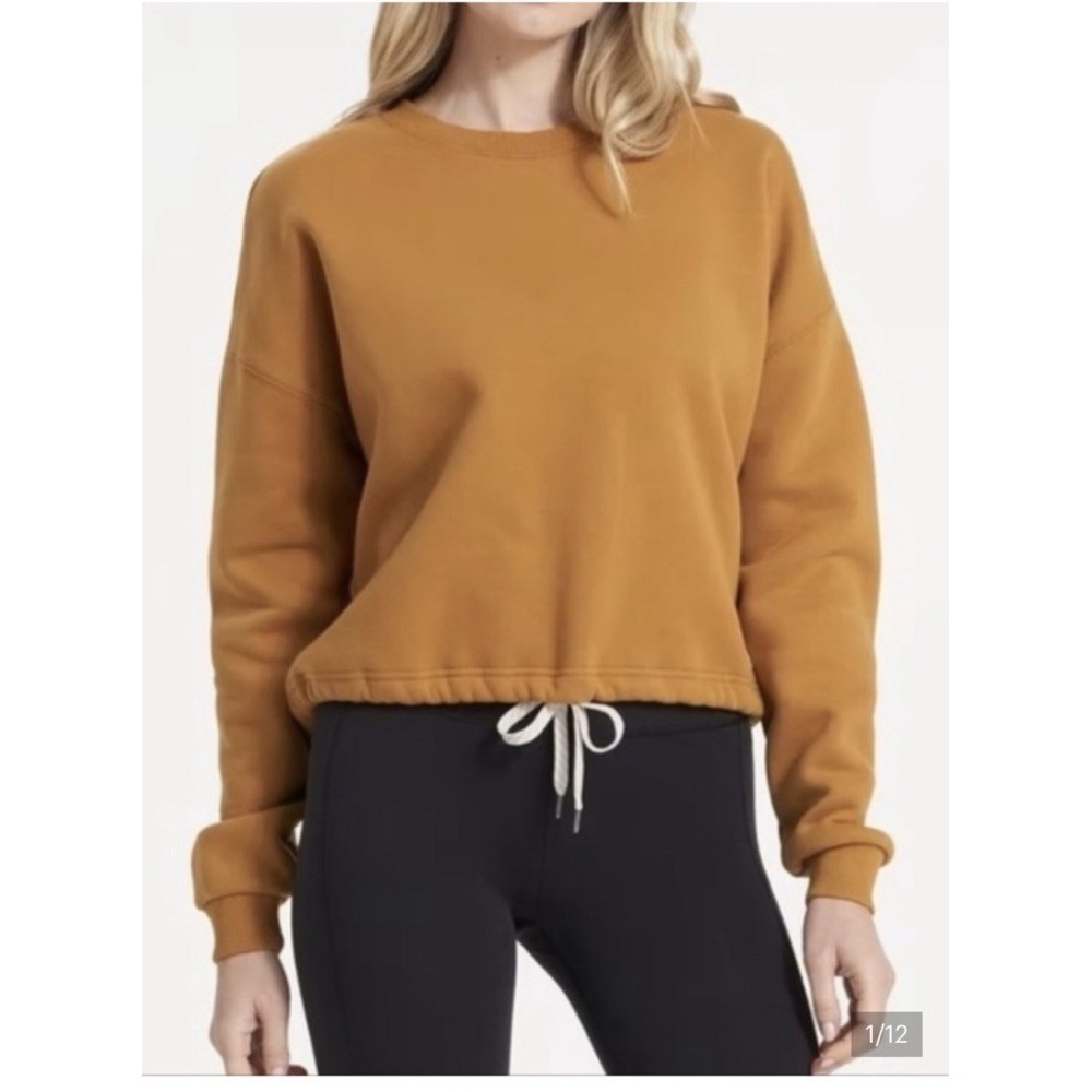 Vuori Womens Large Restore Sweatshirt Drawstring Gold Camel Relaxed Oversized